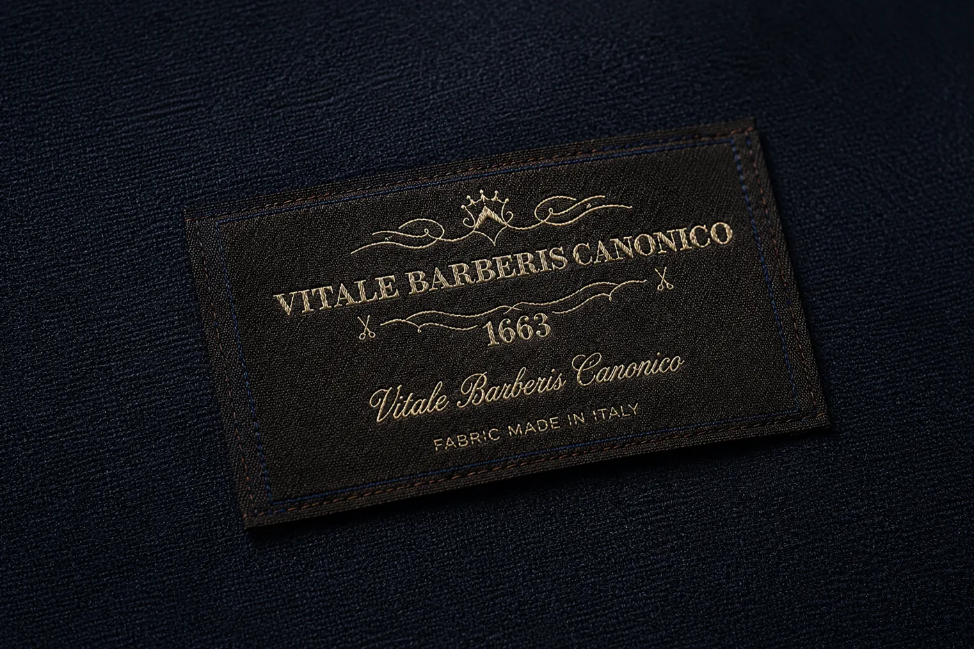 VITALE BARBERIS CANONICO 1663 の生地ラベル