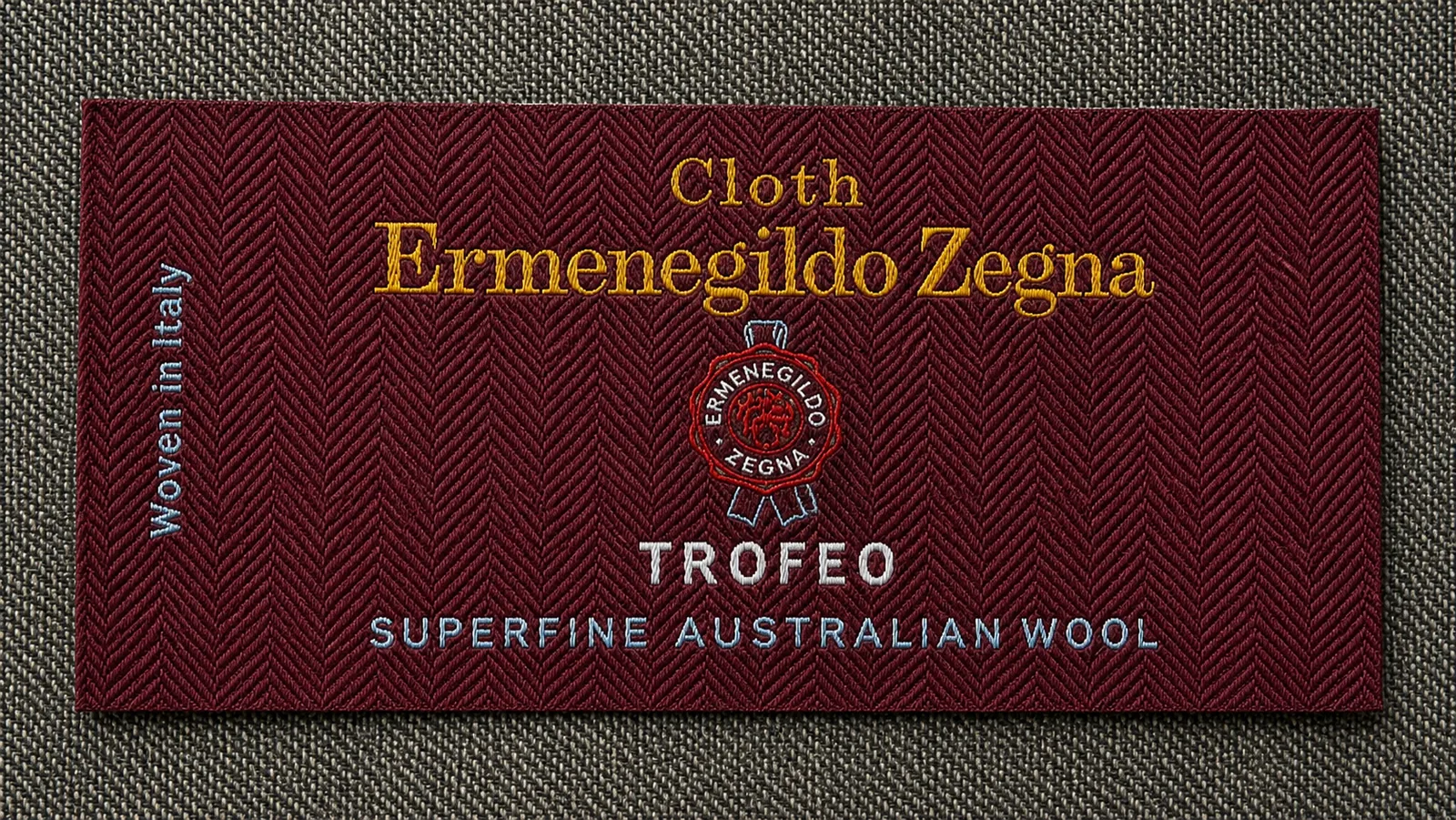 Zegna TROFEO の生地ラベル（タグ）