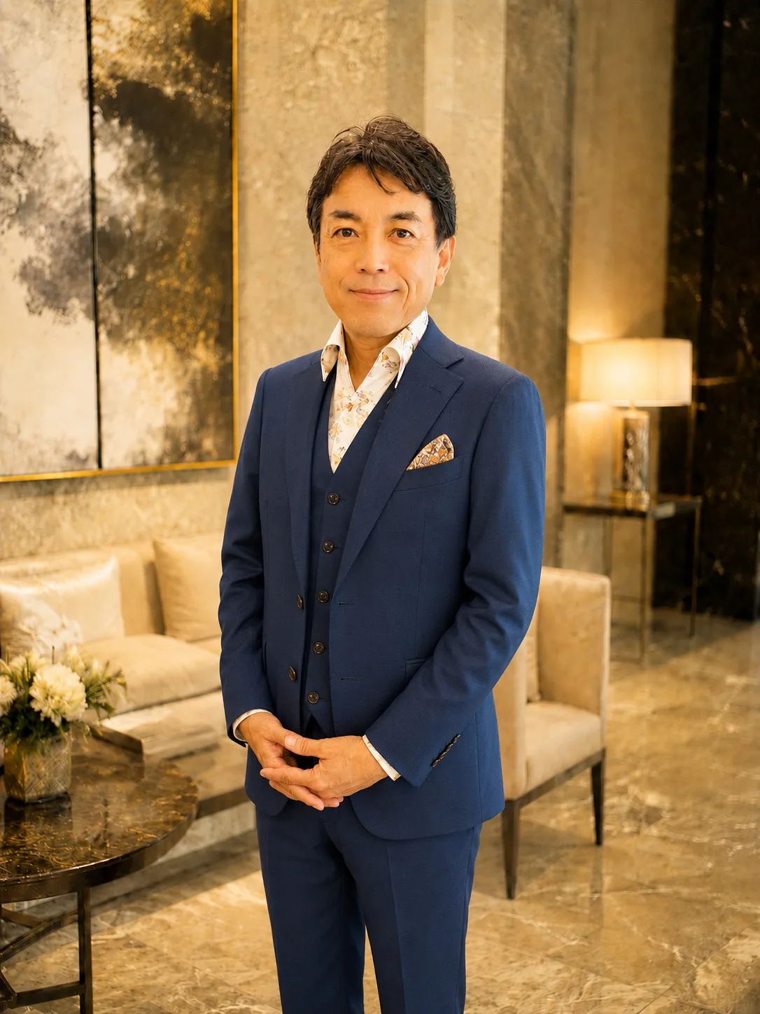 ネイビー スリーピーススーツ — FIEROメンズオーダー